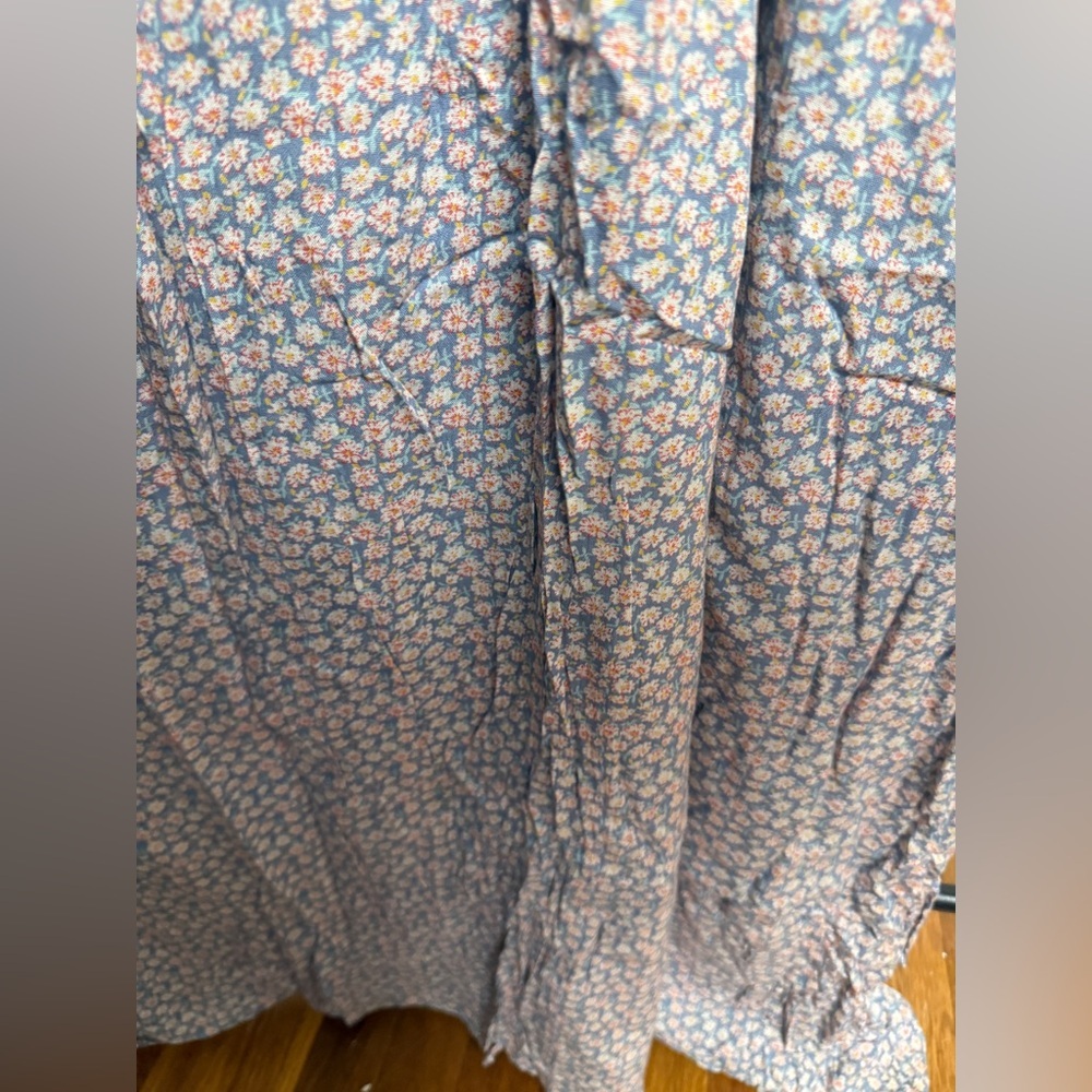 Smocked Floral Maxi Dress in Light Blue and Pink - Picture 3 of 5